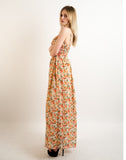 Printed Chiffon Maxi Dress KK6228 (YELLOW GREEN FLORAL PRINT)