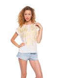 Gold Print T-shirt with Pocket (White)