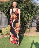 Floral Print Maxi Dress (Black)