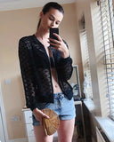 Floral Lace Crochet Cardigan (White)