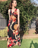 Floral Print Maxi Dress (Black)