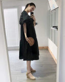 Oversized Puff Sleeves Maxi dress in Black