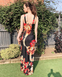 Floral Print Maxi Dress (Black)