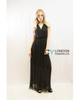 Chiffon Cross Wrap Maxi Dress Black