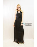 Chiffon Cross Wrap Maxi Dress Black