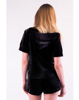 Short sleeves and Shorts Velour Tracksuits (Black)