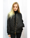 Quilted Satin Puffer Bomber Jacket