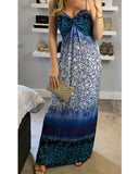 Multi Leaves Print Maxi Dress