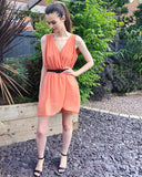 Wrap Chiffon dress (Coral)