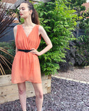 Wrap Chiffon dress (Coral)