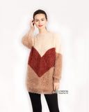 Oversized super soft colour block jumper in beige