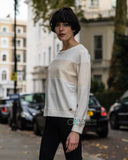 Gold Print Cream Sweatshirt  Top