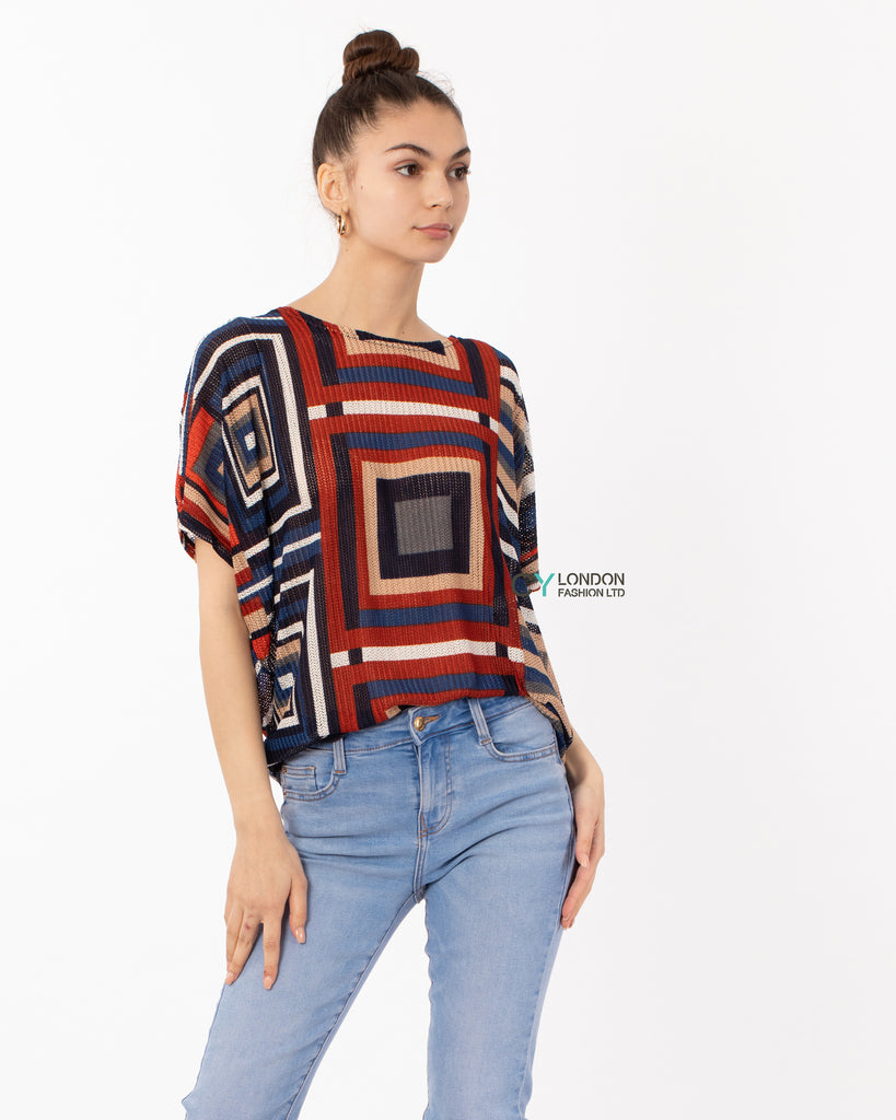 Multi striped print Oversized Top