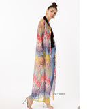 Printed long shirt dress in feather print