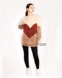 Oversized super soft colour block jumper in beige