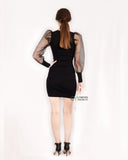 Black Bodycon Mini Dress with Organza Sleeves