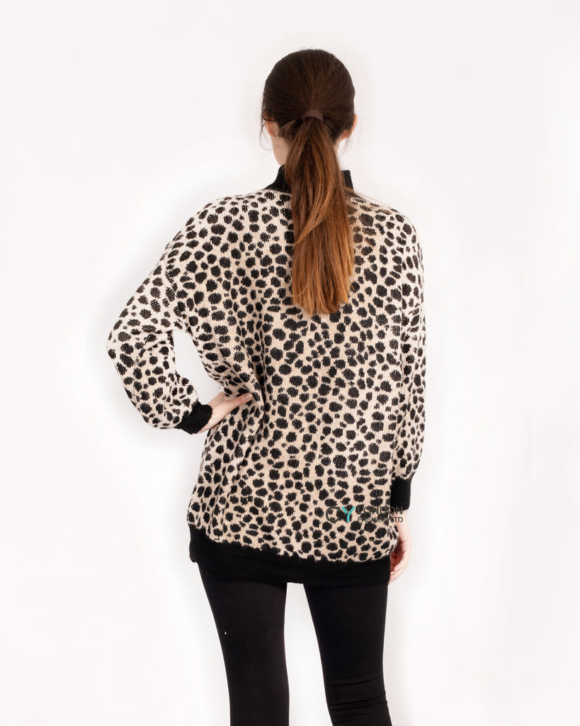 Oversized leopard print knit jumper