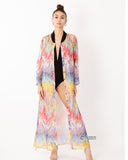 Printed long shirt dress in feather print