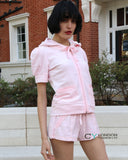 Short sleeves and Shorts Velour Tracksuits (Baby Pink)