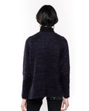 Relaxed Ribbed Cable Navy Color Cardigan