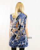 Blue Watercolor Soft Faux Fur Gilet