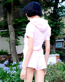 Short sleeves and Shorts Velour Tracksuits (Baby Pink)