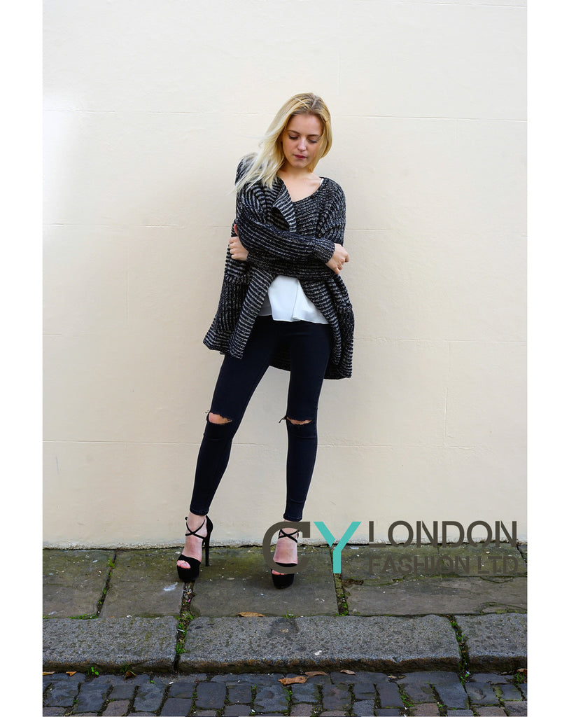 Dark Grey Marl Chunky Plus Size Cardigan
