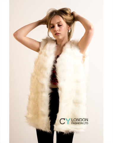 Faux Fur Gilet (Cream)