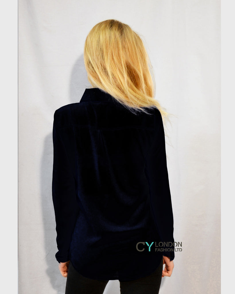 Plain Color Chiffon Shirt (Black)