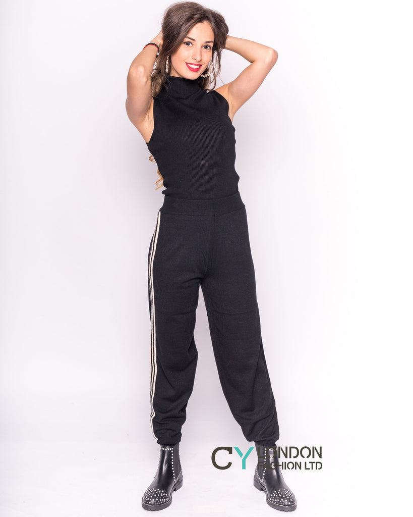 Soft Knit Jogging Bottoms with Side Stripes
