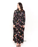 Floral print multi layer maxi dress