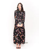 Floral print multi layer maxi dress