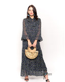 Floral print frilled sleeves maxi dress