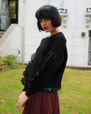 Chiffon frilled with crystal stone embellished jumper