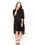 Feather look and star pattern shirt dress in Black