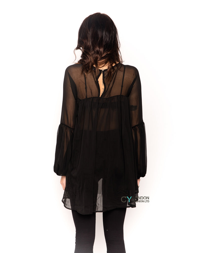 balloon long sleeves chiffon top