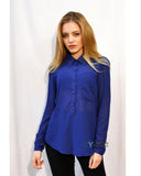 Plain Color Chiffon Shirt (Royal Blue)
