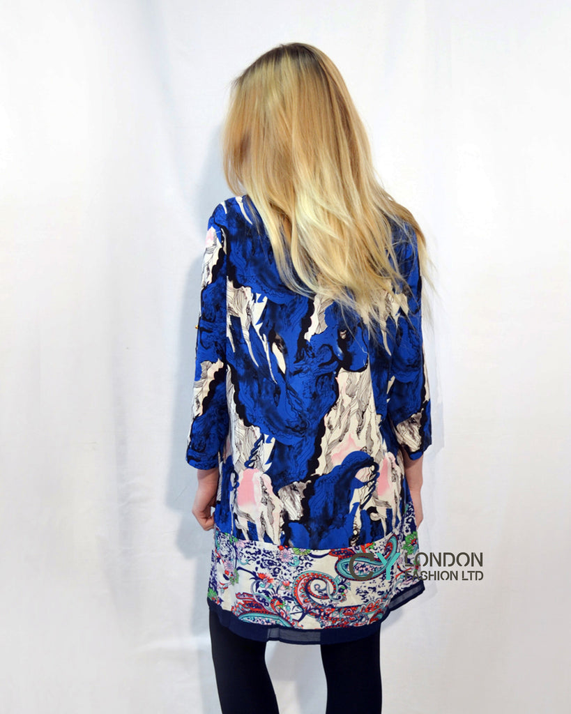 Multi Color Floral Print three quarter Sleeves Cotton Dress