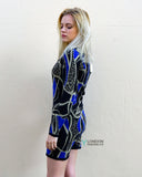 Gold Trim chain and aztec Print Jumper Dress