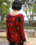 Multi color red & cream brushed mohair jumper