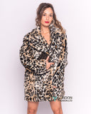 Trendy Leopard print faux fur oversized coat