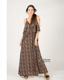 Leopard print frilled design Maxi dress