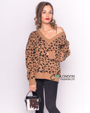 Leopard print oversized knit jumper