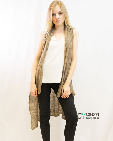 Sleeveless Wool Knitted Cardigan