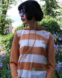 Relax stripe design knitted hoody Top