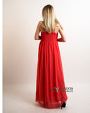 Pleated Bust & Sweetheart Neckline Maxi Dress (Rose)
