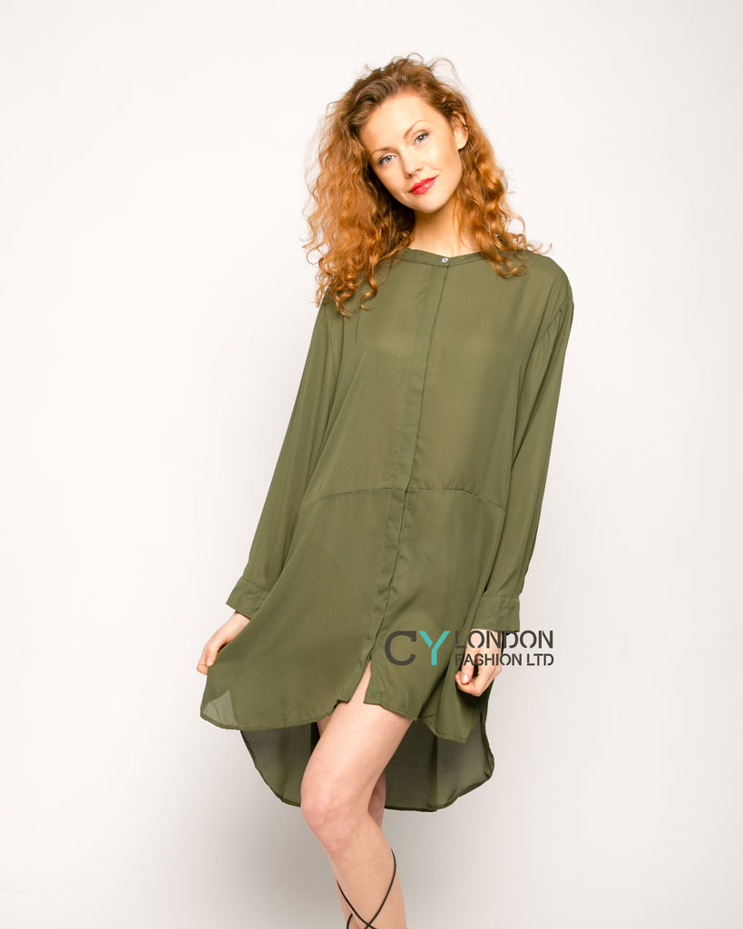 Plain color oversize shirt dress