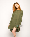 Plain color oversize shirt dress