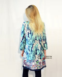 Multi Color Floral Print three quarter Sleeves Cotton Dress