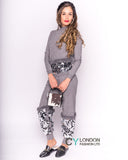 Knit Top & Trousers Co-Ord with Faux fur & Sequins
